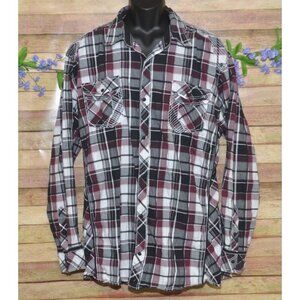 Buckle Burgundy Athletic Fit Men's Snap Up Western Cowboy Shirt XXXL Embroidered